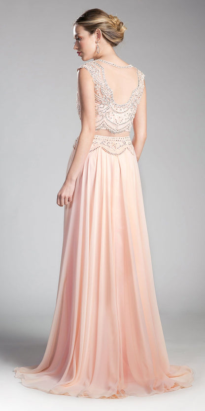Cinderella Divine CD0113 Illusion Beaded Formal Gown Cap Sleeves by DiscountDressShop