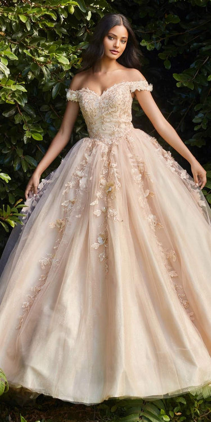 Cinderella Divine CD0185 Off The Shoulder Layered Tulle Ball Gown by DiscountDressShop