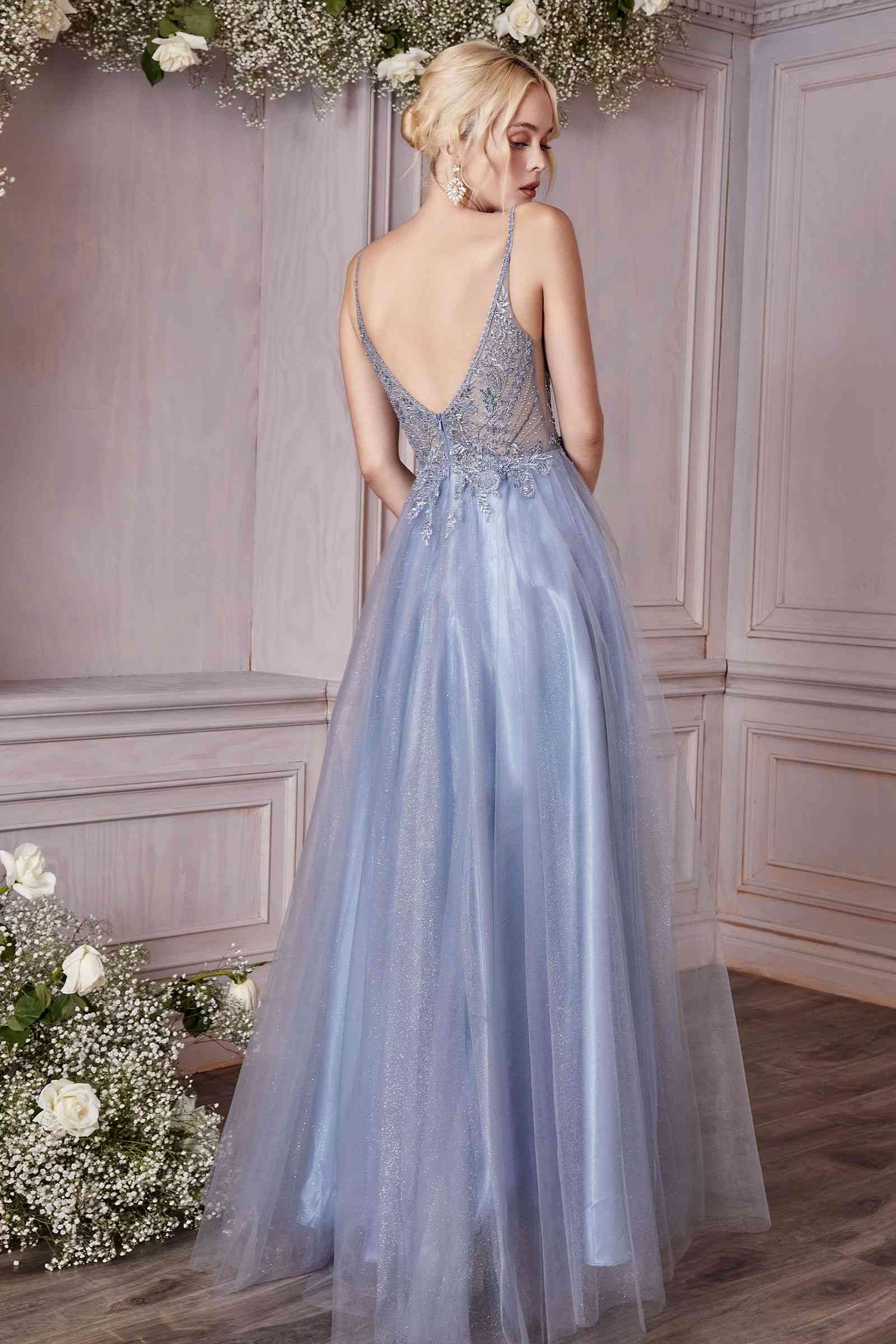 Cinderella Divine CD0195 Dress Long A-Line Layered Tulle Gown by DiscountDressShop