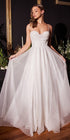 Ladivine CD253W Long Glitter Flocked Bridal Gown with Slit by DiscountDressShop