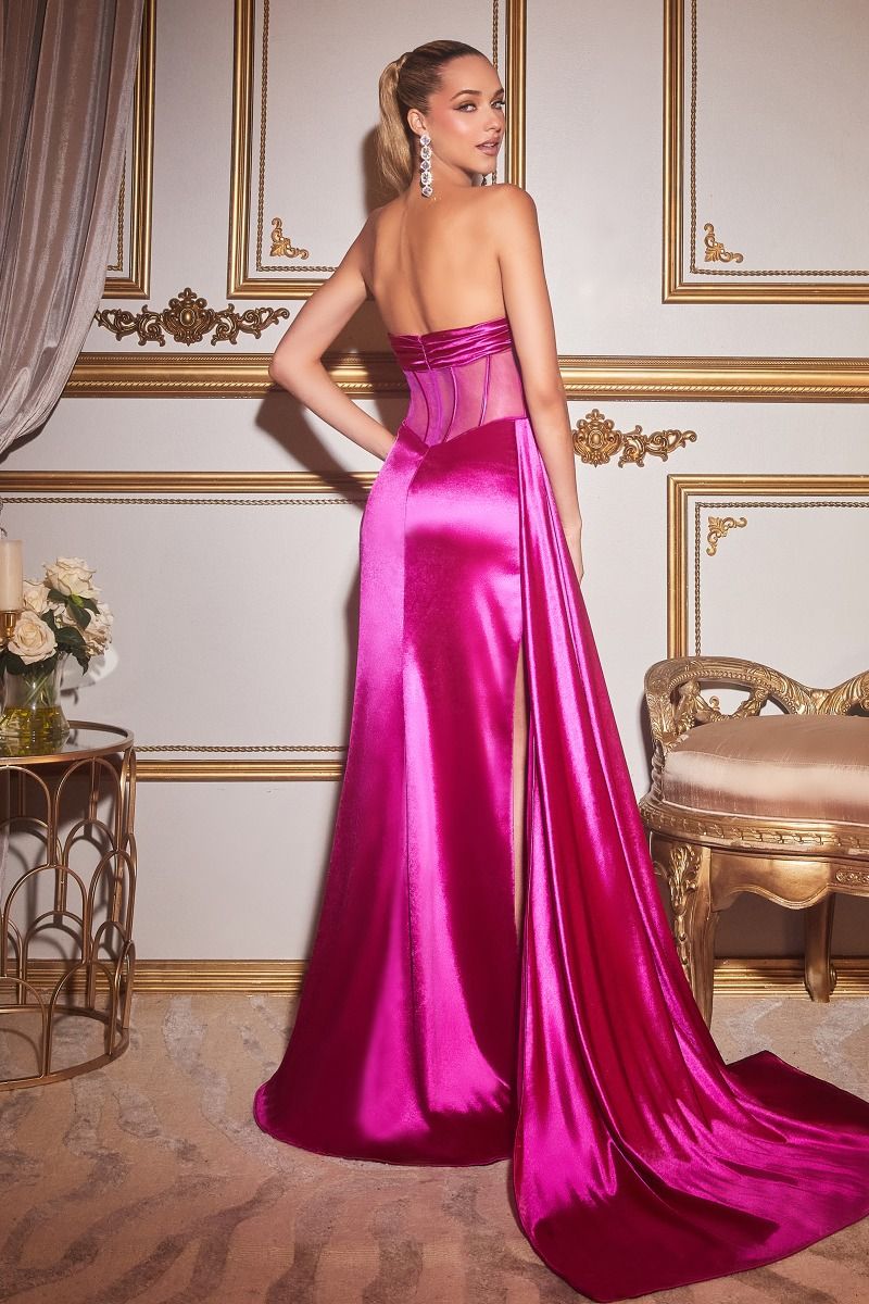 Cinderella Divine CD269 Floor Length Strapless Satin Corset Gown by DiscountDressShop