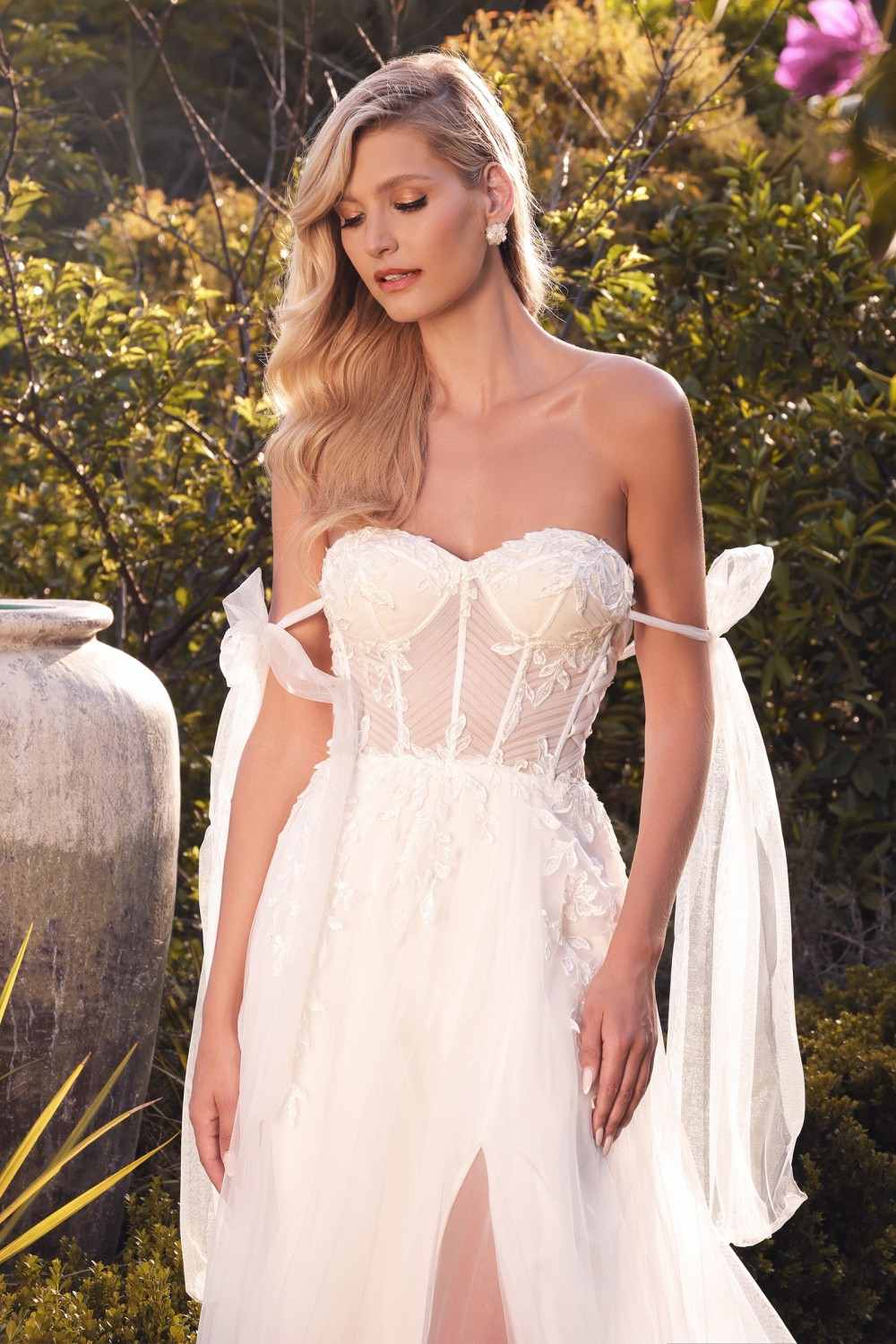 Cinderella Divine CD964W A-Line Boned Bodice Wedding Gown by DiscountDressShop