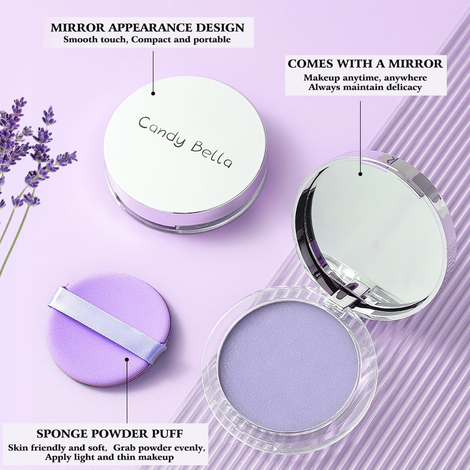 Gel-Like Formula Oil-Control Primer &amp; Setting Powder, Polvos Compactos Matte Powder for Silky Blurring Oil Control, Lavender Blurring Powder by Korean Skin Care