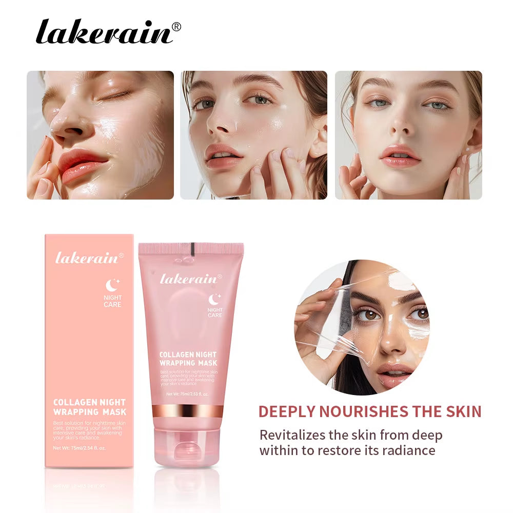 Collagen Overnight Wrapping Peel off Facial Mask Korean Collagen Night Wrapping Mask Deeply Hydrates Night Care Mask Cream 75Ml by Korean Skin Care