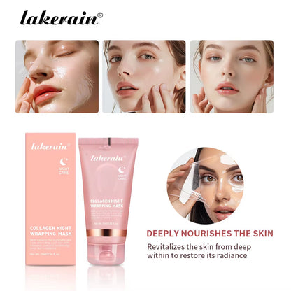 Collagen Overnight Wrapping Peel off Facial Mask Korean Collagen Night Wrapping Mask Deeply Hydrates Night Care Mask Cream 75Ml by Korean Skin Care