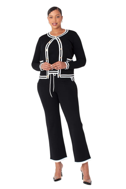 Contrast Trim Knit Three Piece Set - 51008 by Tally Taylor