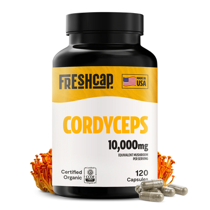 Organic Cordyceps Mushroom Supplement Capsules by FreshCap Mushrooms