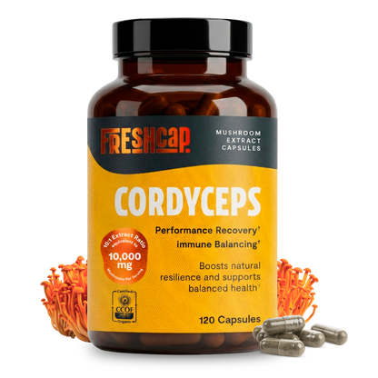 Organic Cordyceps Mushroom Supplement Capsules by FreshCap Mushrooms