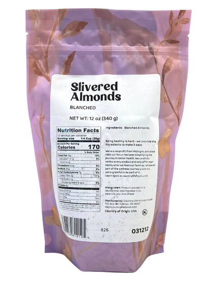 Almonds, Slivered, Blanched by Country Life Natural Foods