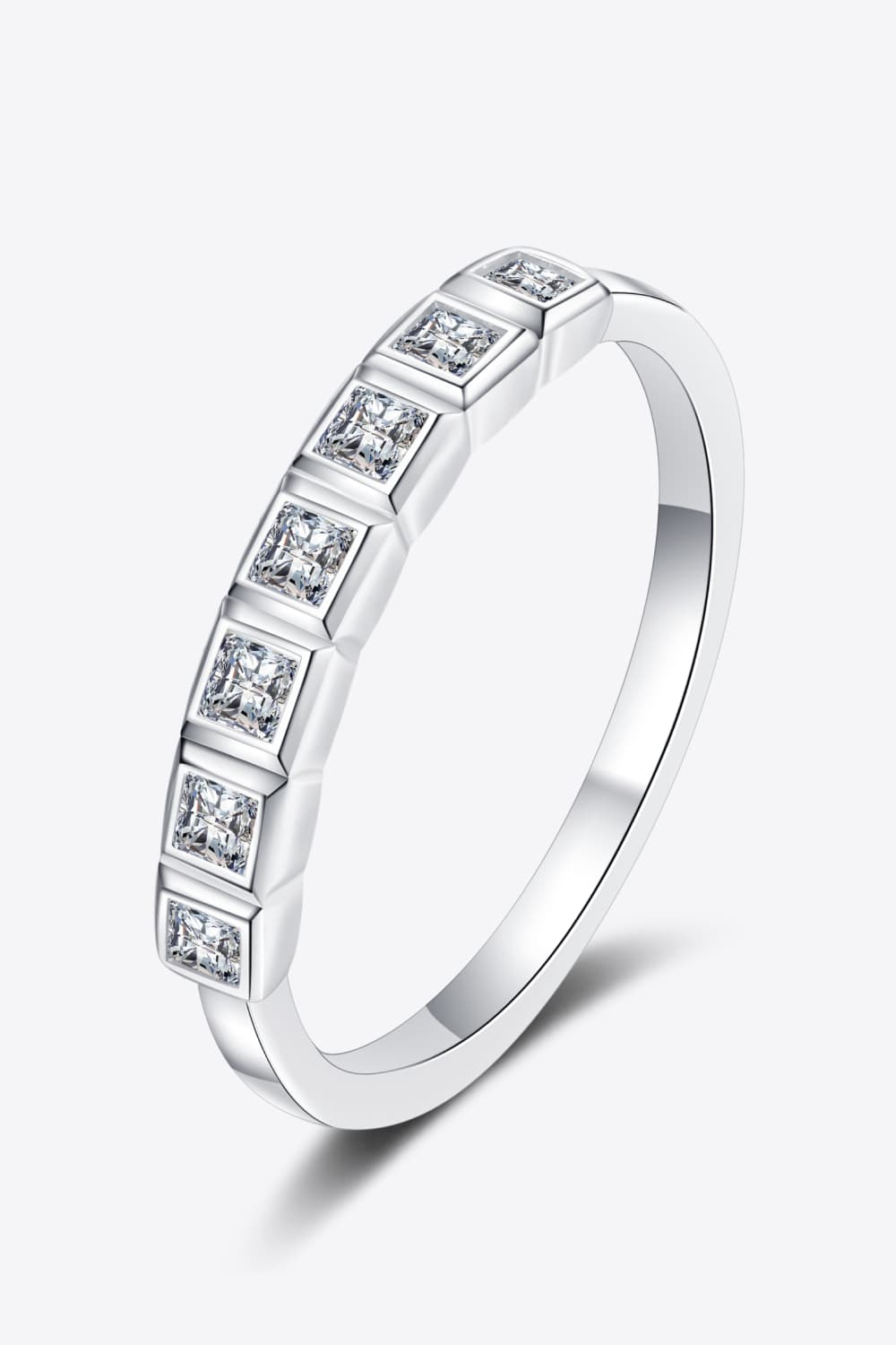 Sparkala™ Rhodium-Plated Half-Eternity 7 Stone Ring by Sparkala