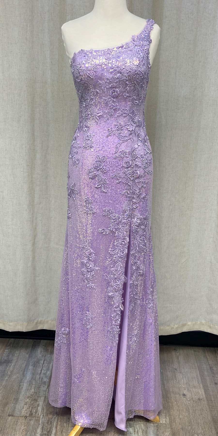 Nox Anabel D1158 Floor Length One Shoulder Strap Sequin Gown by DiscountDressShop