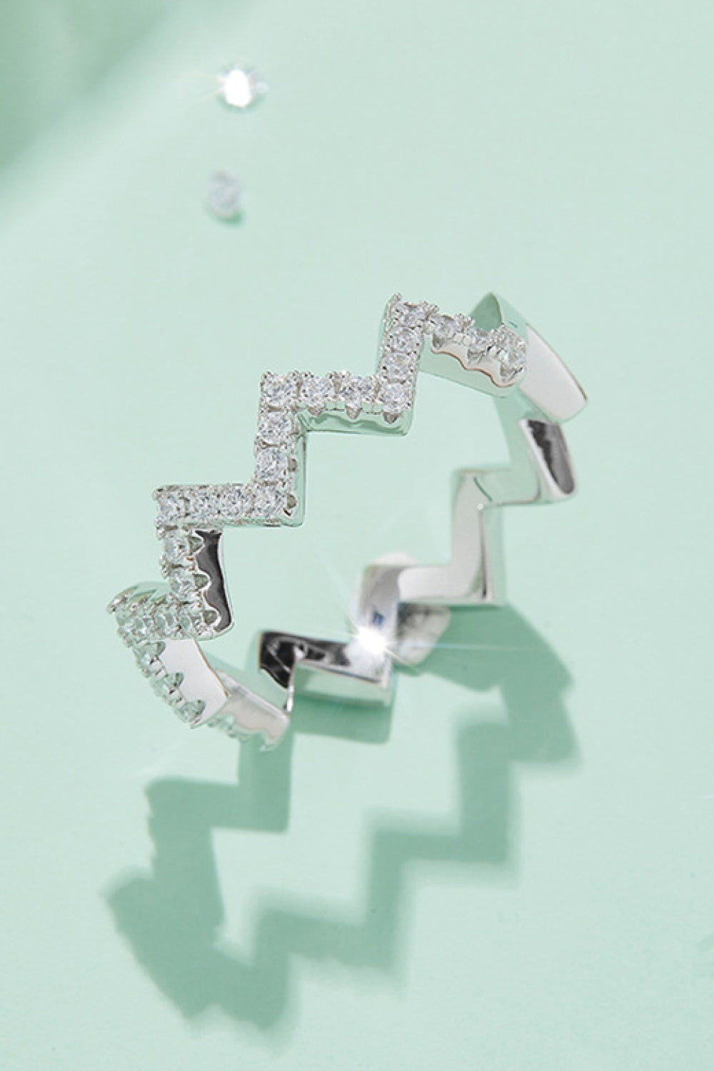 Sparkala™ Wavy Band Ring (Platinum Over Pure Sterling Silver) by Sparkala