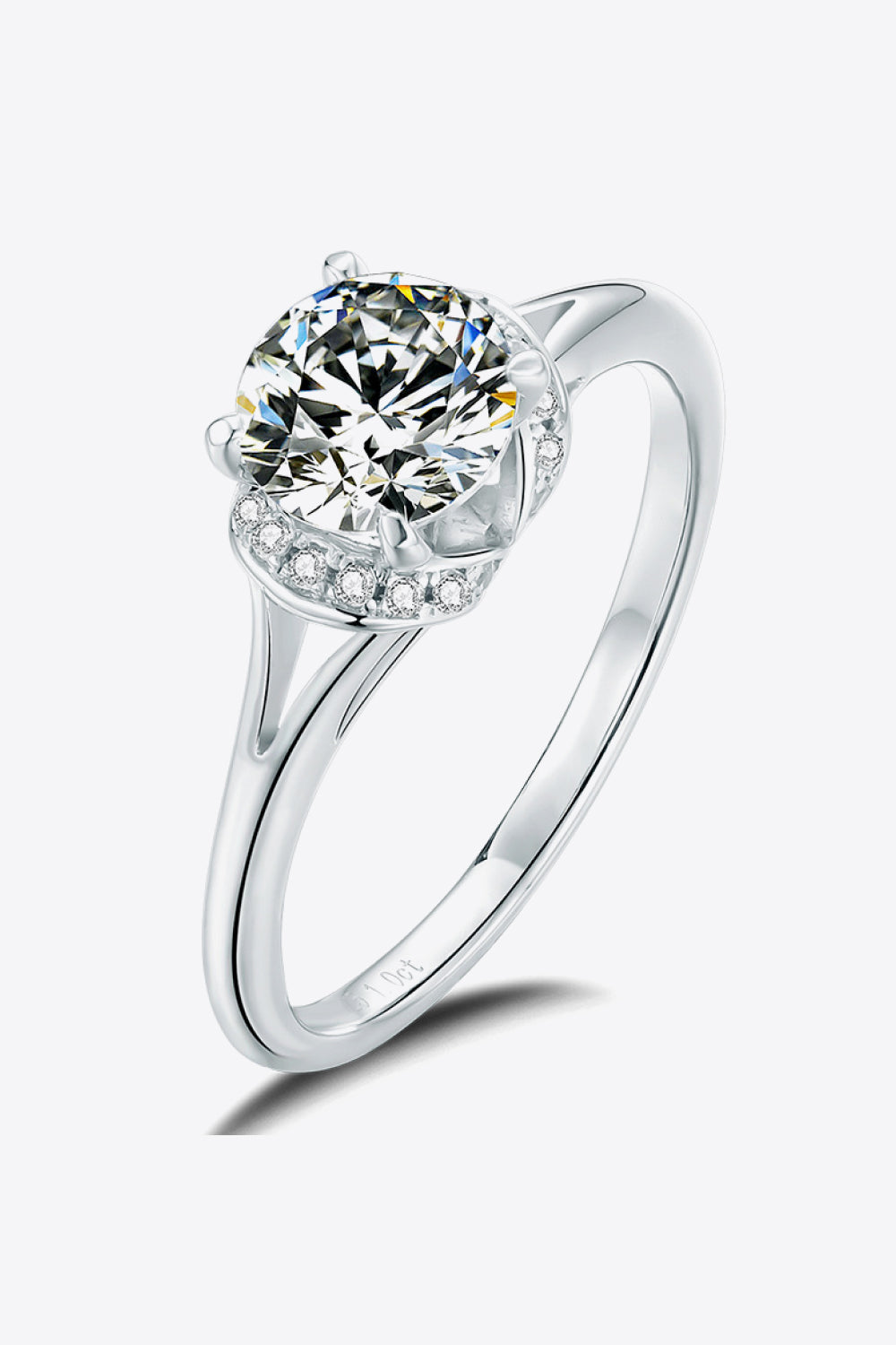 1 Carat Brilliant Round Cut Sparkala™ Split Shank Ring (Platinum Over Pure Sterling Silver) by Sparkala