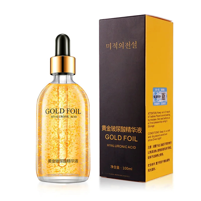 24K Gold Hyaluronic Acid Serum for Face Anti-Wrinkle Anti-Aging Brightening Moisturizing Skincare Facial Serum Essence Face Care by Korean Skin Care