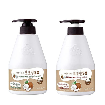 Kwailnara Coconut Milk Body Lotion &amp; Body Wash Set – Deeply Hydrating &amp; Refreshing Korean Skincare Set with Coconut Extract, 560G / 19.75Oz Each by Korean Skin Care