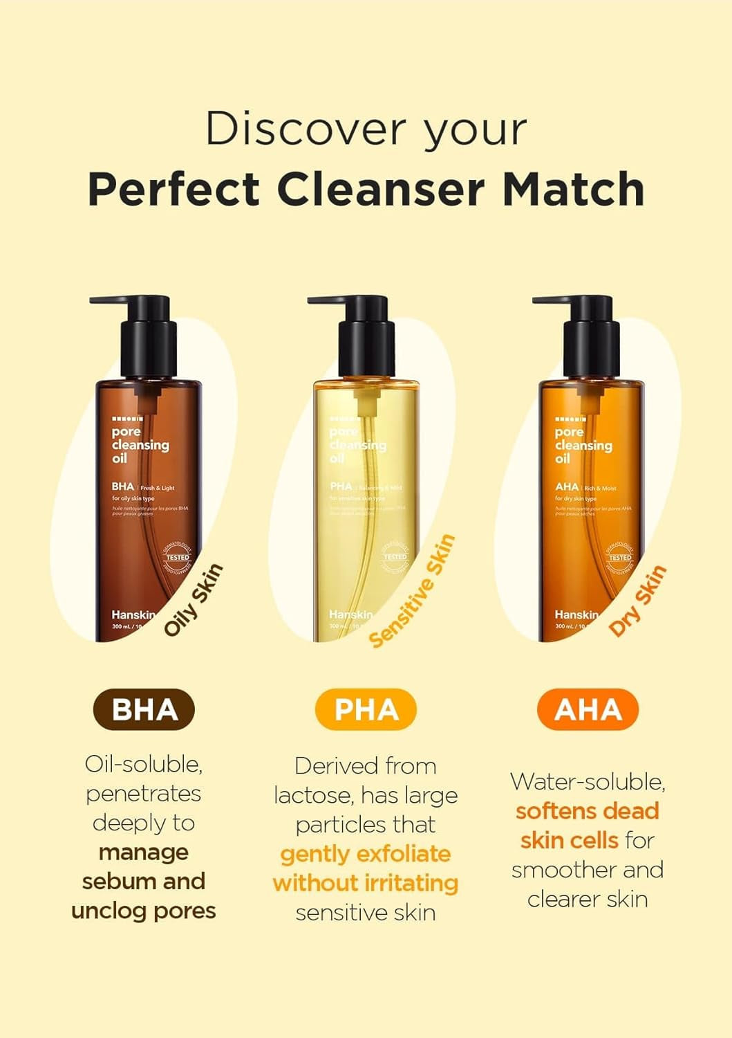 Pore Cleansing Oil, Oil Cleanser for Face, Makeup Blackhead Remover, Korean Cleanser for Sensitive Skin [PHA] (10.14 Oz) by Korean Skin Care