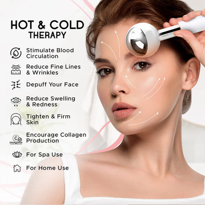 Ice Globes for Facials | Unbreakable Steel Cooling Roller | Cryo Sticks for Face | Massager for Face Neck &amp; Eyes | Skin Care for Dark Circles, Puffiness, Wrinkles, Collagen Production (White) by Korean Skin Care