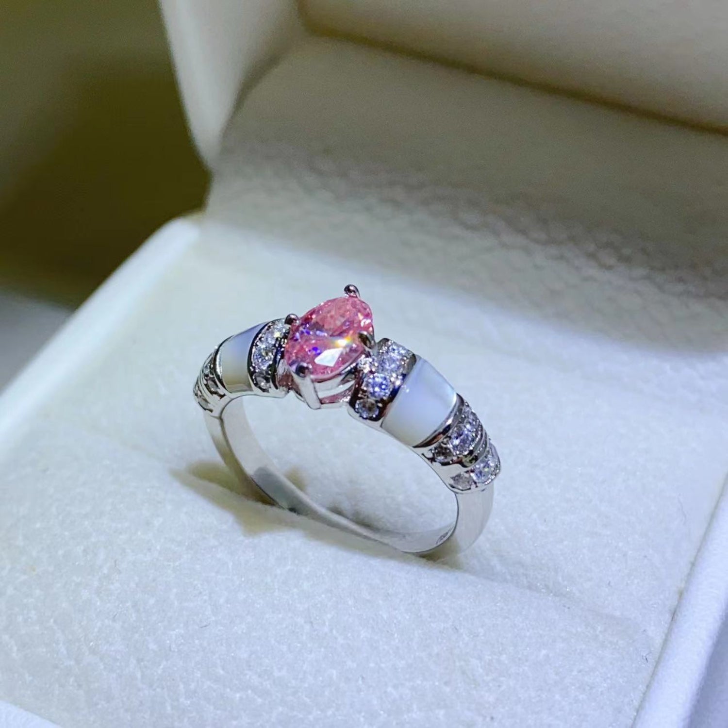 1 Carat Pink Oval-Cut Sparkala™ Pure Sterling Silver Ring by Sparkala
