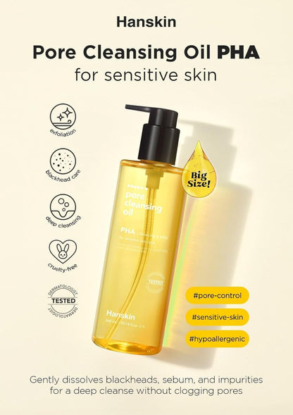 Pore Cleansing Oil, Oil Cleanser for Face, Makeup Blackhead Remover, Korean Cleanser for Sensitive Skin [PHA] (10.14 Oz) by Korean Skin Care