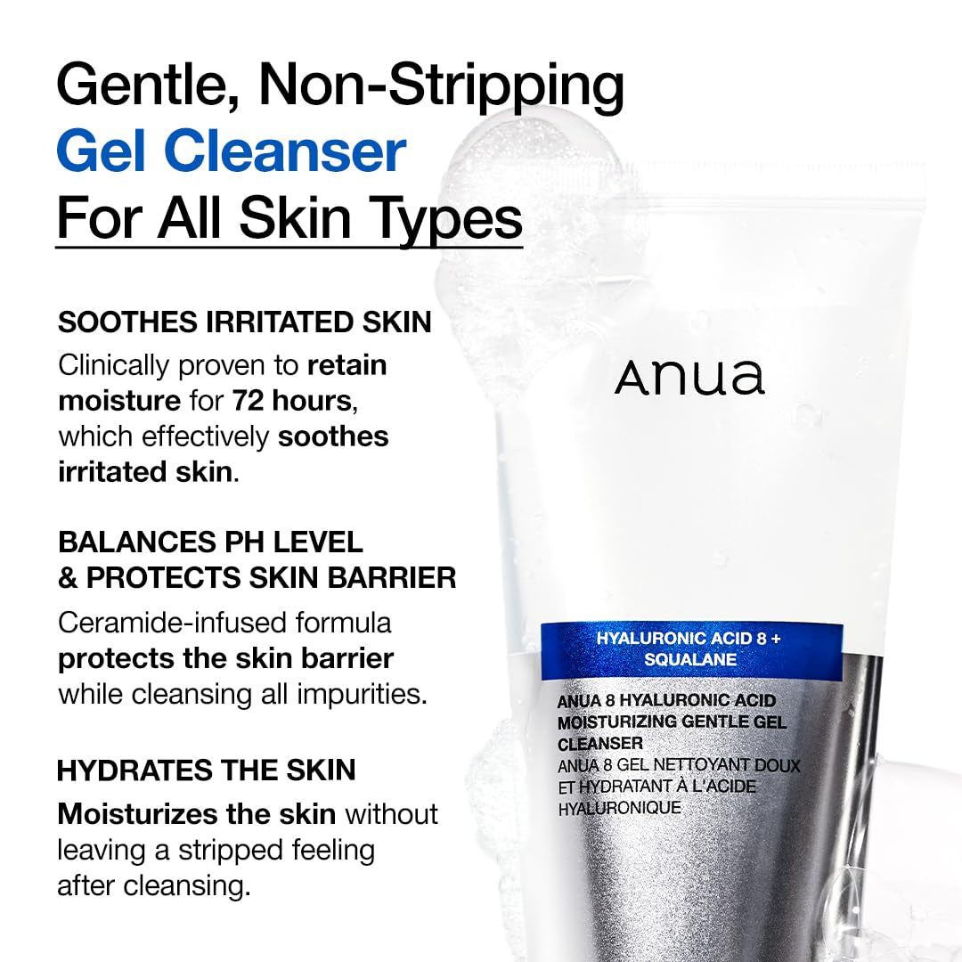 Moisturizing Gentle Gel Cleanser, Hyaluronic Acid, Squalane, Ceramide, Foaming Facial Korean Cleanser, Ph Balance, Daily Hydrating Face Wash, Korean Skincare (150Ml/5.07Fl Oz.) by Korean Skin Care