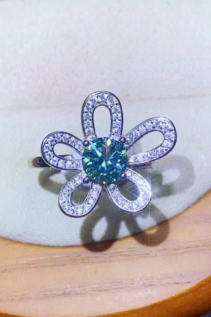 1 Carat Green Sparkala™ Flower Shape Open Ring by Sparkala