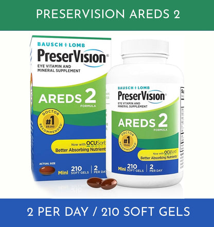 PreserVision AREDS 2 - 210 count Soft Gels - Eye Vitamin &amp; Mineral Supplement - EXP 08/2027 by BalanceX