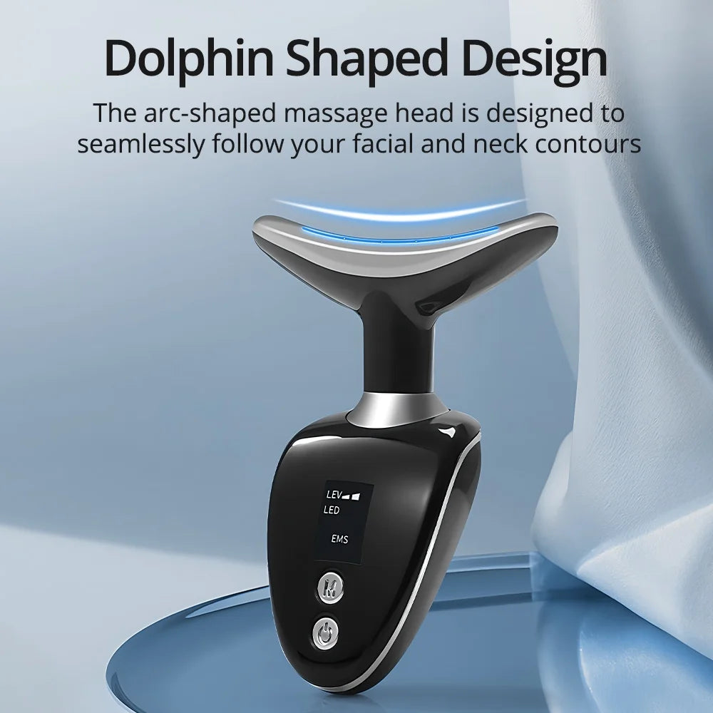 7 Color LED Neck Tightening Facial Device,Red Light Therapy for Face by Korean Skin Care