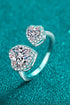 Sparkala™ Open Double Heart Ring (Platinum Over Pure Sterling Silver) by Sparkala