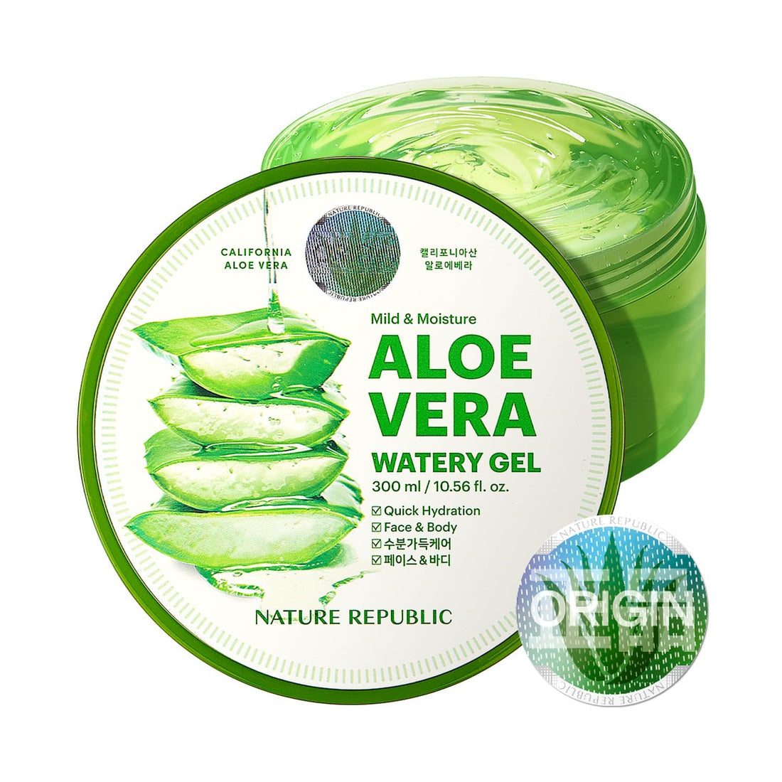 MILD &amp; MOISTURE ALOE VERA WATERY GEL (1 PCS) Quick Hydration &amp; Moisturizing,Fast Absorbing Non-Sticky Texture,Korean Skin Care for Face,Hair,Sunburn Relief, Aftershave, All Skin Types by Korean Skin Care