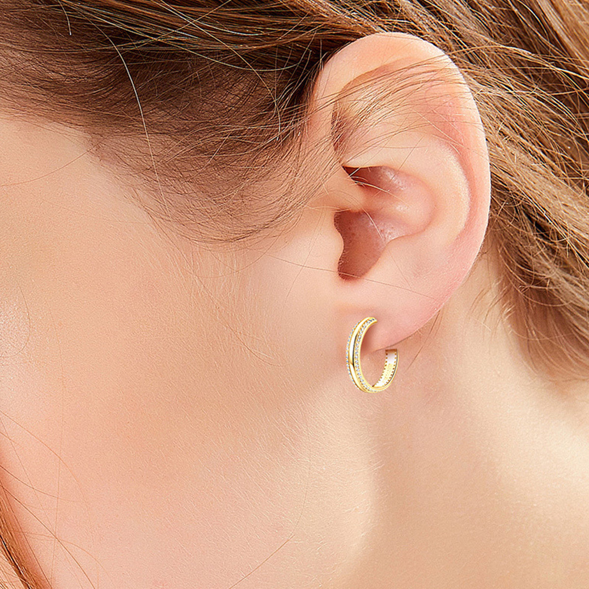 Pure Sterling Silver Inlaid Sparkala™ C-Hoop Earrings by Sparkala