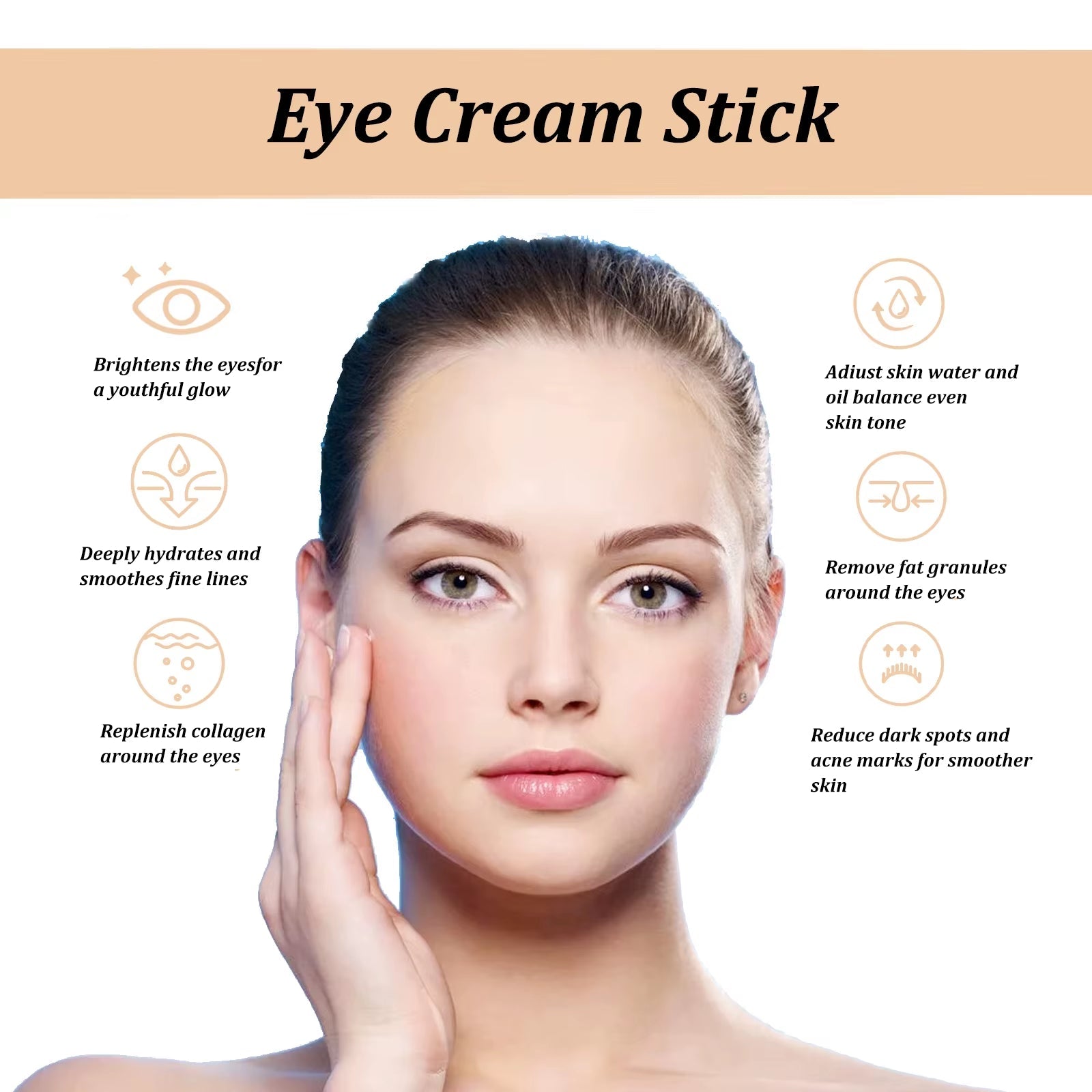 Snail Eye Cream Stick Collagen Fade Fine Lines Wrinkle Lightening Dark Circles Firming Eye Bags Puffiness Moisturizing Eye Cream by Korean Skin Care