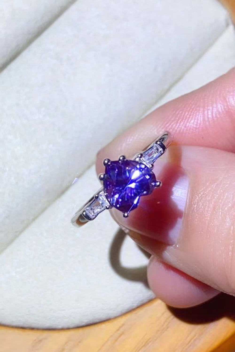 1 Carat Purple Sparkala™ Heart-Shaped Platinum-Plated Ring in Purple by Sparkala