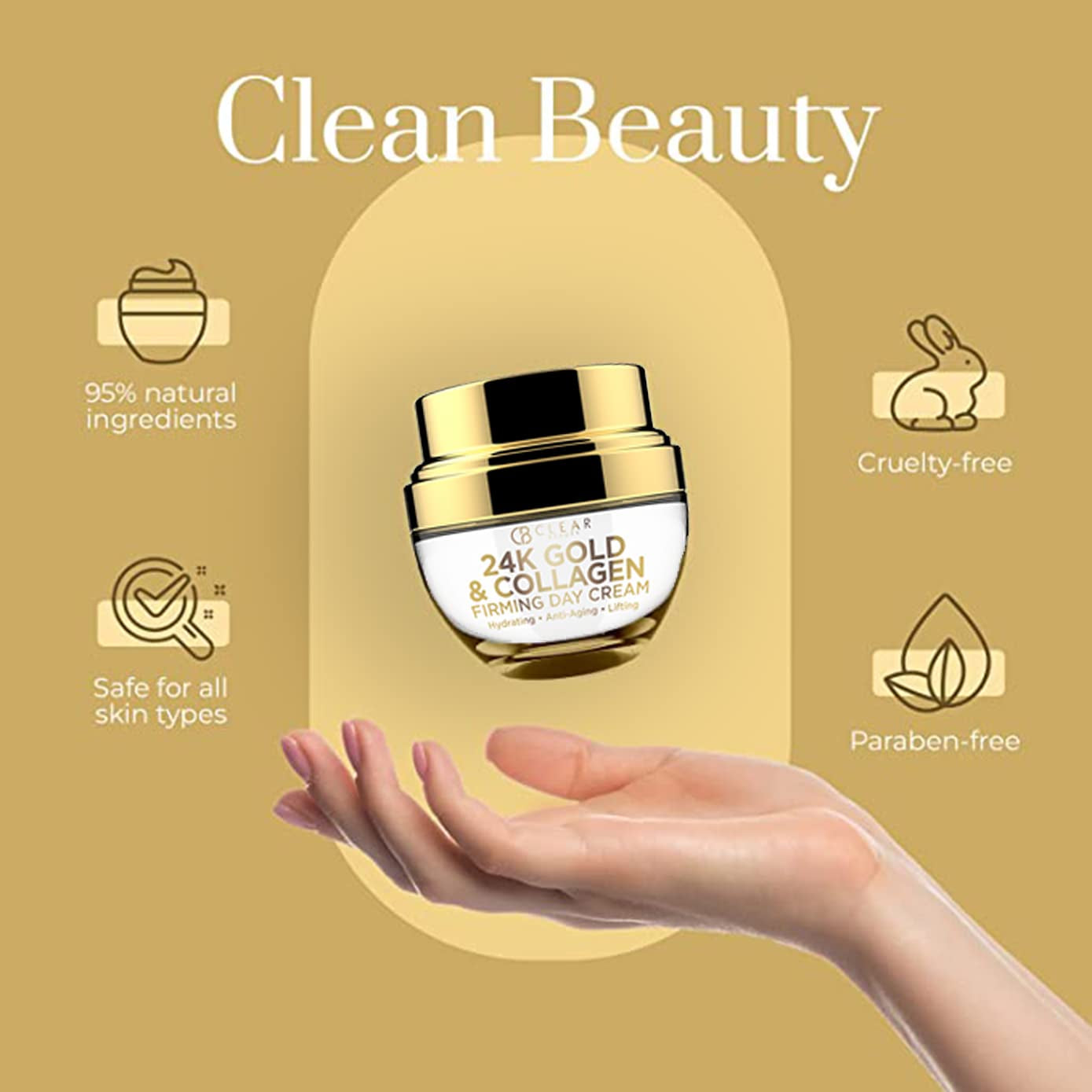 24K Gold &amp; Collagen Daily Face Moisturizer - Dermatologist Tested, Reduces Fine Lines, Anti-Aging, Clean Beauty, Cruelty-Free Korean Skincare, All Skin Types - 1.69 Oz by Korean Skin Care