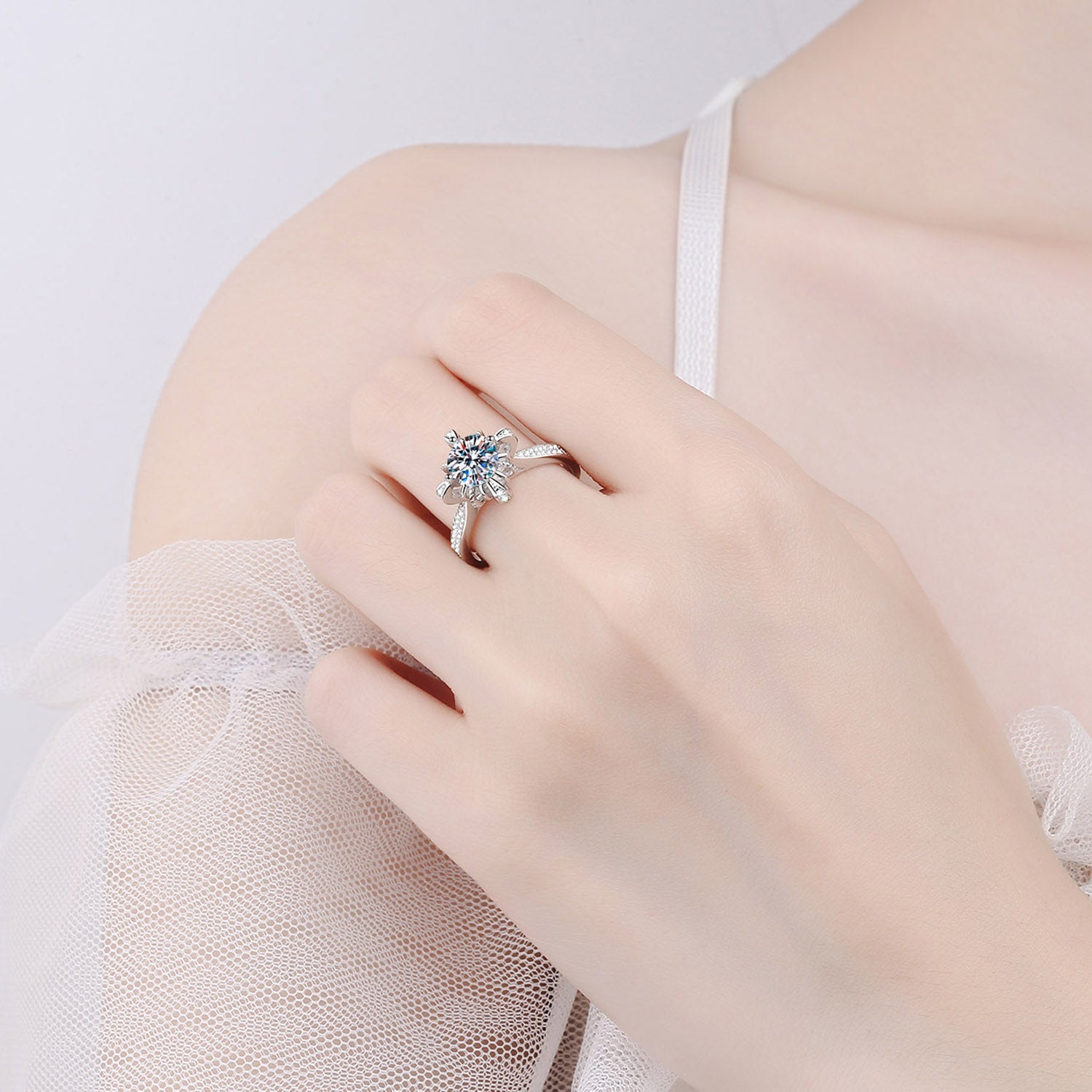1 Carat Brilliant Round Cut Sparkala™ Pure Sterling Silver Ring by Sparkala