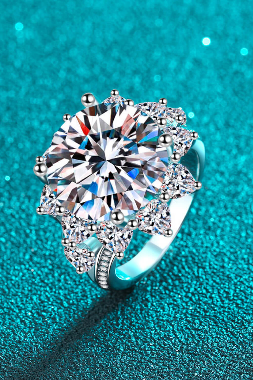 10 Carat Sparkala™ Flower-Shaped Ring (Rhodium Over Pure Sterling Silver) by Sparkala