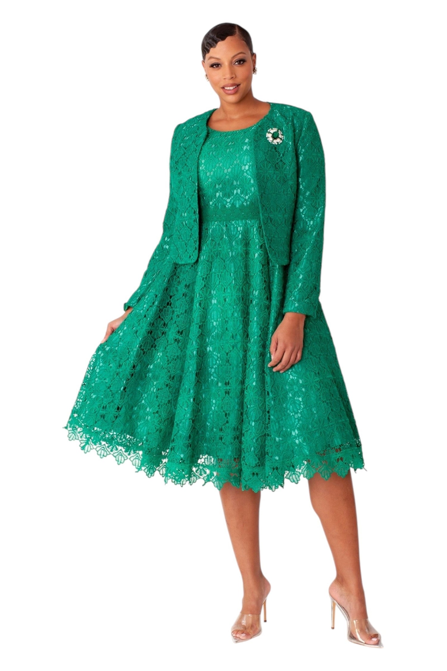 Elegant Two-Piece Lace Dress &amp; Jacket Set- 4856 by Tally Taylor