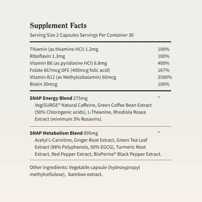 Energy &amp; Metabolism by Snap Supplements
