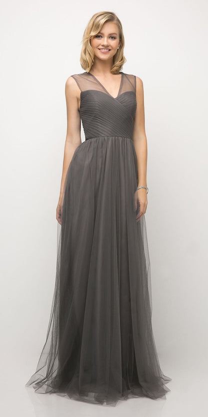 Ladivine ET320 Illusion V-Neck and Back Long Formal Dress Sleeveless by DiscountDressShop