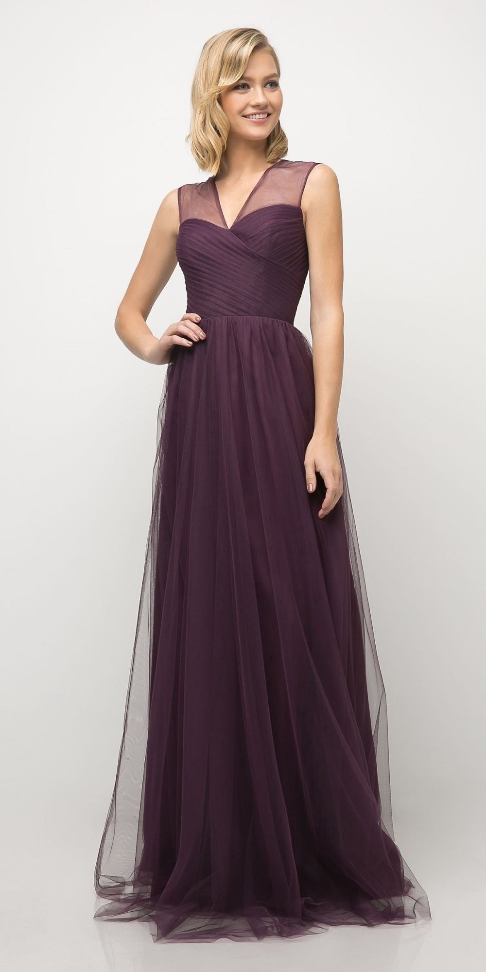 Ladivine ET320 Illusion V-Neck and Back Long Formal Dress Sleeveless by DiscountDressShop