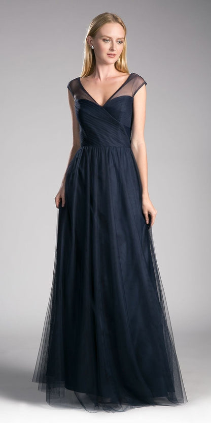 Ladivine ET320 Illusion V-Neck and Back Long Dress by DiscountDressShop