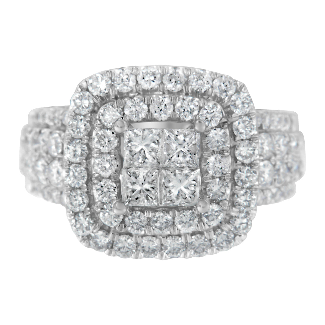 14KT White Gold Round and Princess Diamond Ring (2 1/4 cttw, H-I Color, SI1-SI2 Clarity)