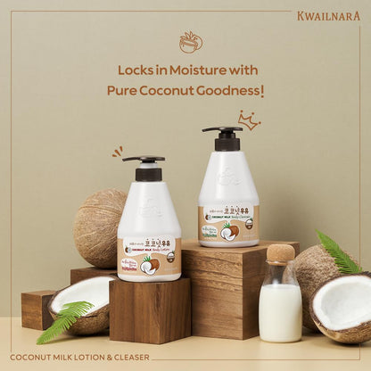 Kwailnara Coconut Milk Body Lotion &amp; Body Wash Set – Deeply Hydrating &amp; Refreshing Korean Skincare Set with Coconut Extract, 560G / 19.75Oz Each by Korean Skin Care