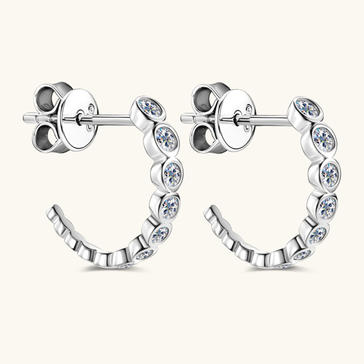 Inlaid Sparkala™ Pure Sterling Silver C-Hoop Earrings by Sparkala