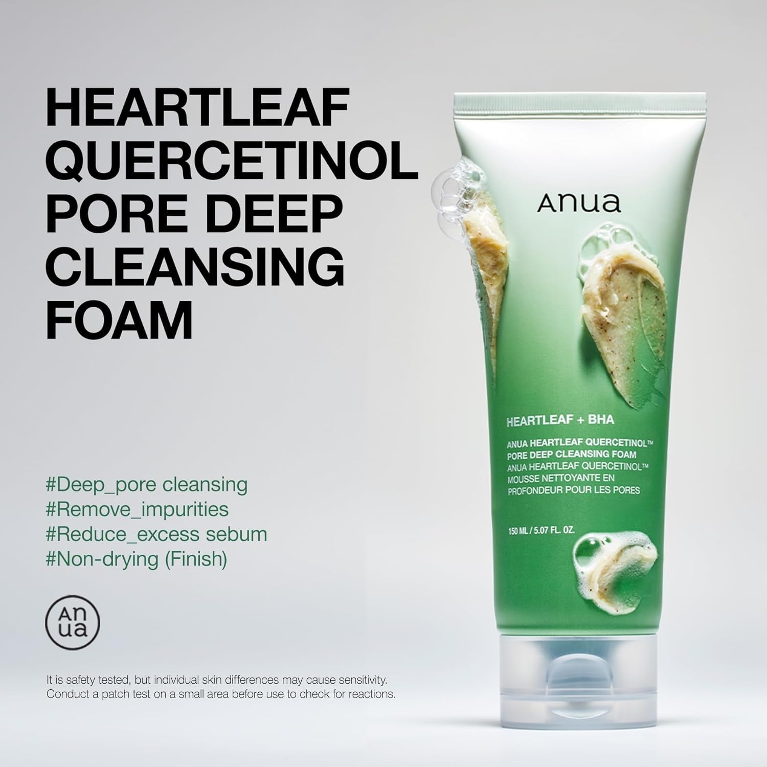 Heartleaf Quercetinol Pore Deep Cleansing Foam, Facial Cleanser, for Double Cleansing, BHA, Hyaluronic Acid, Glycerin, Face Wash, Blackhead Remover, Korean Skincare (150Ml/5.07 Fl.Oz.) by Korean Skin Care