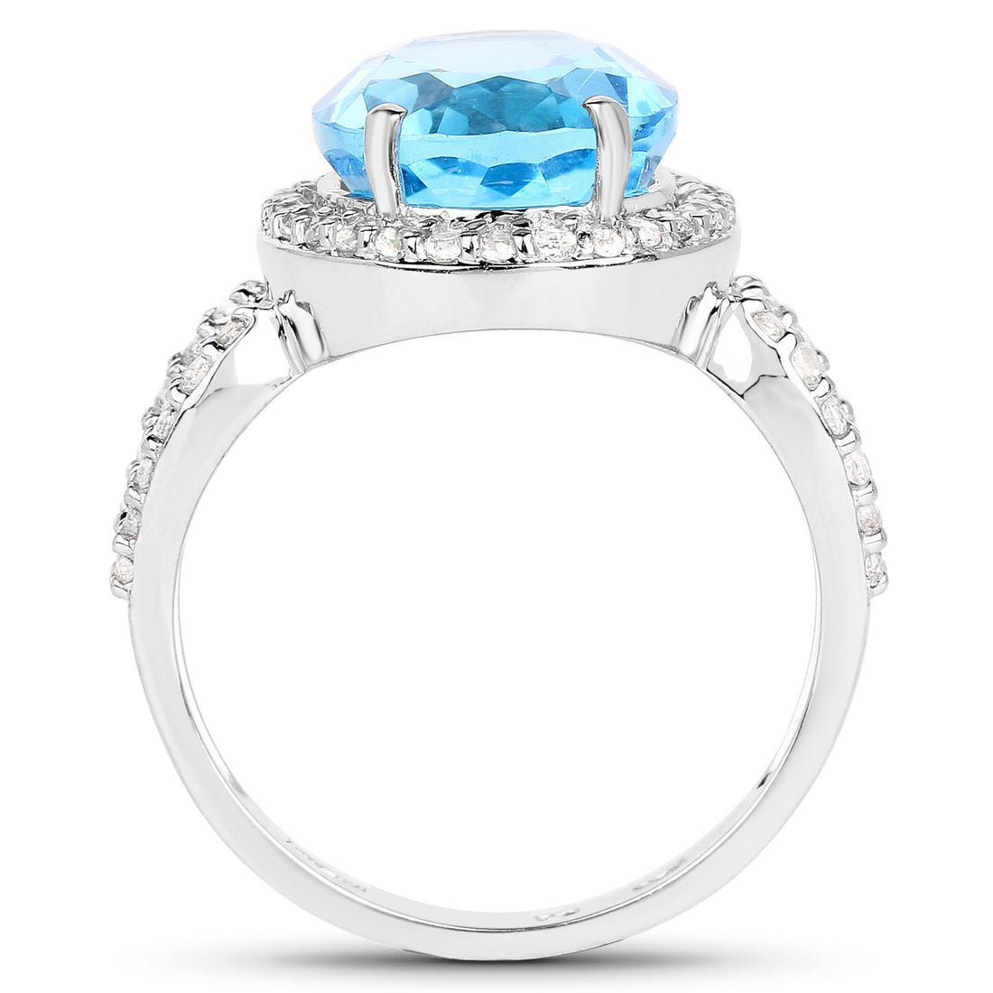 6.03 Carat Genuine Swiss Blue Topaz &amp; White Topaz .925 Sterling Silver Ring