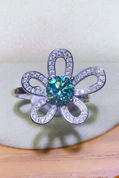 1 Carat Green Sparkala™ Flower Shape Open Ring by Sparkala