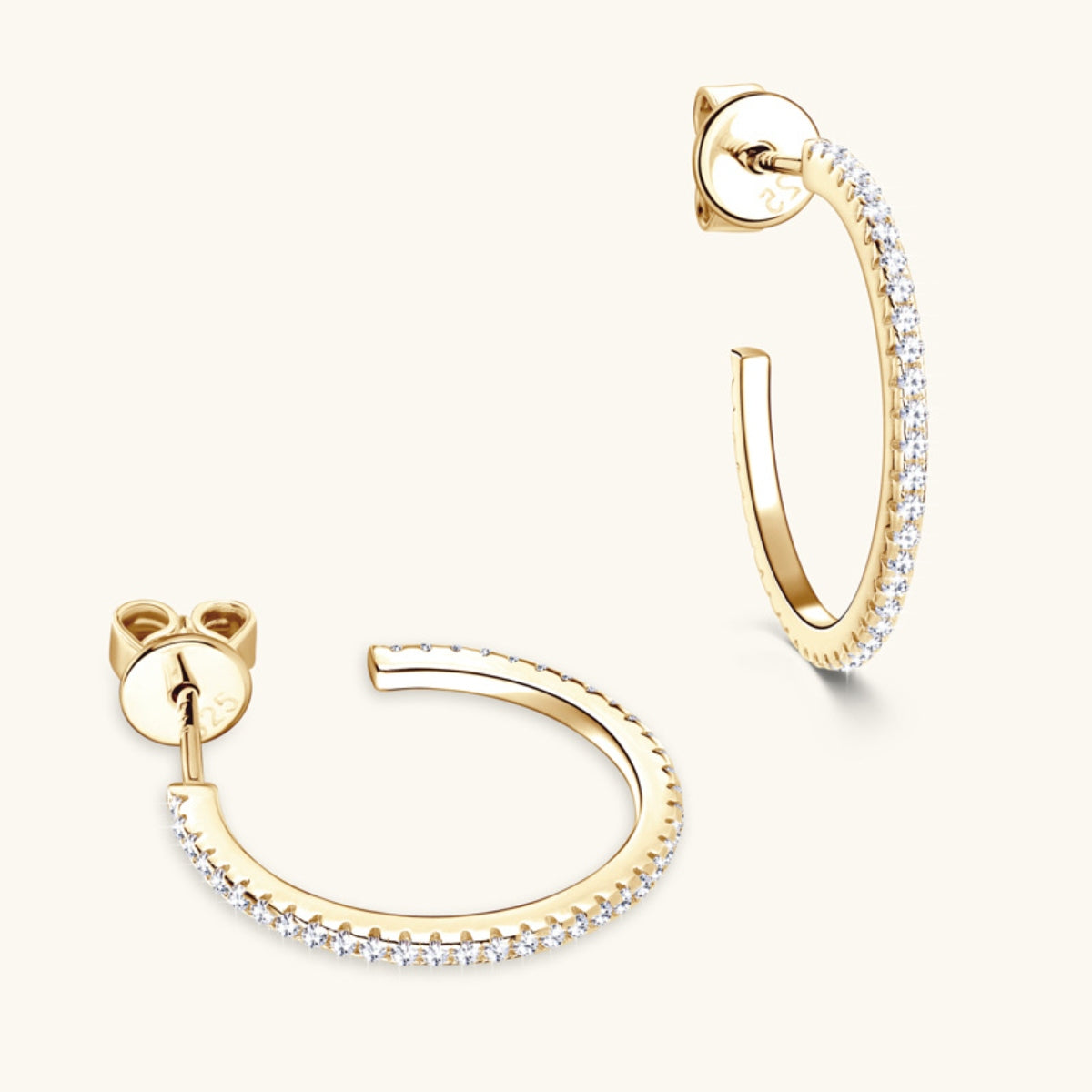 Inlaid Sparkala™ Pure Sterling Silver C-Hoop Earrings by Sparkala