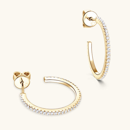 Inlaid Sparkala™ Pure Sterling Silver C-Hoop Earrings by Sparkala