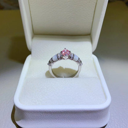 1 Carat Pink Oval-Cut Sparkala™ Pure Sterling Silver Ring by Sparkala