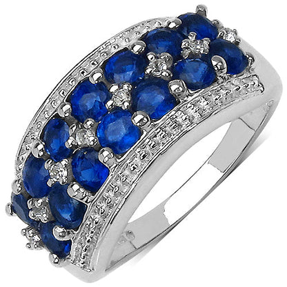 2.00 Carat Genuine Kyanite &amp; White Topaz .925 Sterling Silver Ring